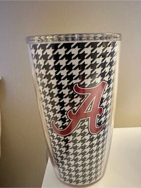 Alabama Script A Houndstooth Tervis Tumbler - Black, White & Crimson 16 oz